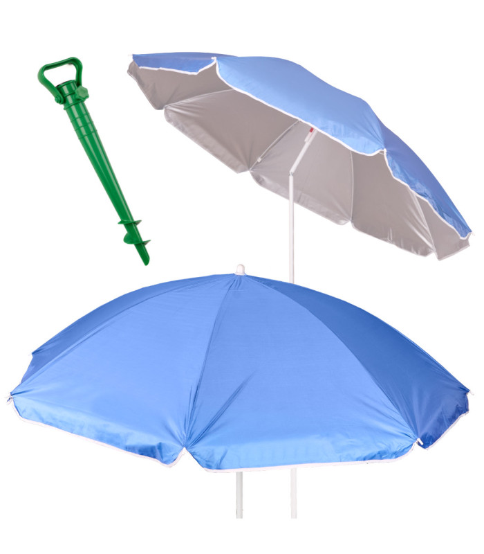 Regulējams pludmales dārza sauļošanās lietussargs UV 150cm zils