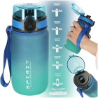 Ūdens pudele ar salmiņu un rokturi sporta 600ml zila-zaļa
