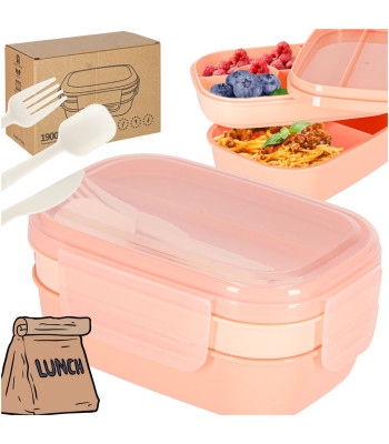 Pusdienu kārba Lunch Box ar nodalījumiem, aprikožu krāsa, 1900ml