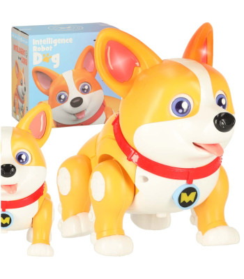 Interaktīvs robot suns Corgi ar spīdošām ausīm un mūziku