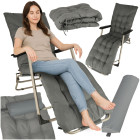 Dārza krēsls LUARO saliekams tūrisma krēsls ar spilvenu pelēks