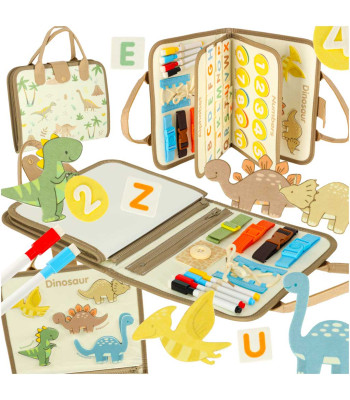 Sensorā Montessori manipulāciju tāfele ar dinozauriem