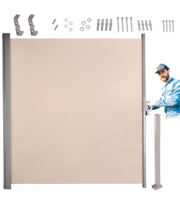 Sānu terases markīze LUARO, sarullējams aizslietnis, bēša, 180 x 400 cm
