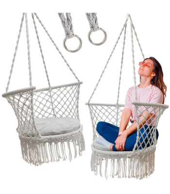 Dārza šūpoles “stārķa ligzda” ar atzveltni, pelēkas, 80 cm, 150 kg