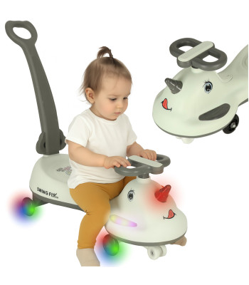 Gravitācijas braucamrīks LED ar rokturi, pelēks, Swing FIX S1, maks. 65 kg