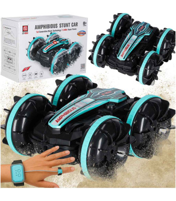 Ar žestiem vadāma amfībijas RC automašīna 4x4 360 2,4GHz 3,7V