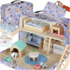 Dzīvnieku viesnīca koferī ar mēbelēm