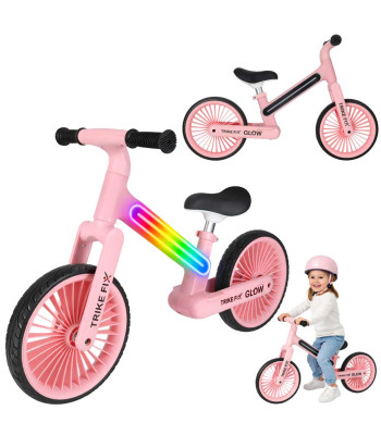 Balansa velosipēds meitenēm ar LED apgaismojumu, rozā Trike Fix Glow LED