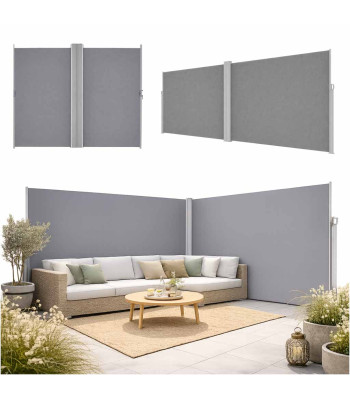 Sānu terases markīze ar izvelkamu privātuma aizsegu Luaro pelēka 180 x 620 cm