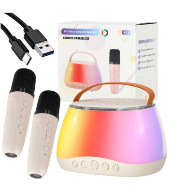Karaoke komplekts ar Bluetooth skaļruni, LED RGB, 2 mikrofoniem un USB