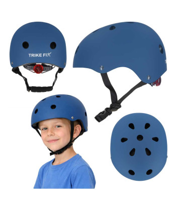 Bērnu velosipēda ķivere ar LED, regulējama, tumši zila, Trike Fix M 55–58 cm