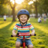Bērnu velosipēda ķivere ar LED, regulējama, tumši zila, Trike Fix M 55–58 cm