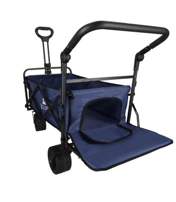 Salokāmi pludmales transportēšanas ratiņi ar jumtiņu un tīklu, tumši zili, LUARO, 120 l