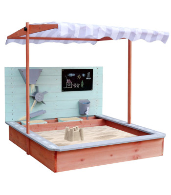 Koka smilšu kaste ar regulējamu jumtiņu un piederumiem, LULILO Sablo 360°, 120 × 120 cm