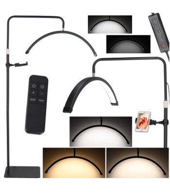 LED kosmētiskā bezēnu loka lampa skropstu pieaudzēšanai, regulējama, melna, 36W