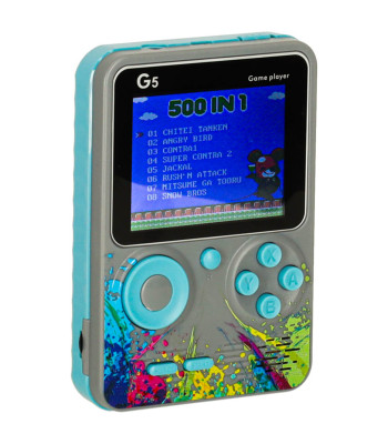 Pārnēsājama retro spēļu konsole, pelēka, mini, 500 spēles