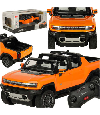 Tālvadības automašīna Hummer EV oranžā krāsā Rastar 93000 1:16