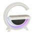 LED RGB gaminga lampa ar skaļruni, indukcijas lādētāju, radio, modinātāju un pulksteni, 22,5 cm x 24 cm x 8 cm