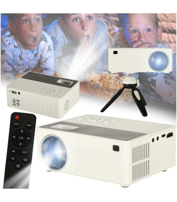 Pārnēsājams LED projektors TFT LCD, balts, USB — 16:9, 1920x1080, 20W