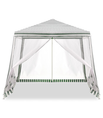 Dārza paviljons, svētku un tirdzniecības telts ar moskītu tīklu, balti zaļš 300x300 cm