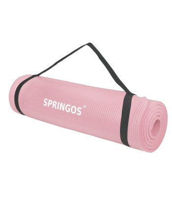 Universāls vingrošanas paklājiņš fitnesam, jogai, pilatesam Springos YG0030, 183 cm, rozā