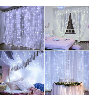 Mikrogaisma 400 LED Ziemassvētku Egles Aizkaru Gaismas