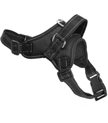 Regulējamās suņa siksnas Springos PA0303, izmērs S, 10-18 kg, bezspiediena iejūgs, melns