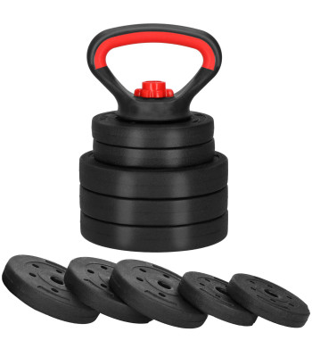 Regulējams svaru kettlebell Springos FA1673, 10 kg, 5 disku komplekts, melns/sarkans