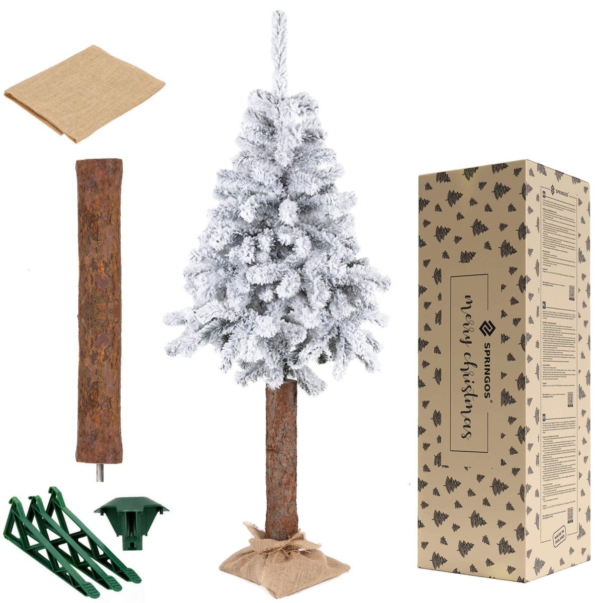 Mākslīgā eglīte ar sniegu Springos CT0202 uz stumbra 180cm