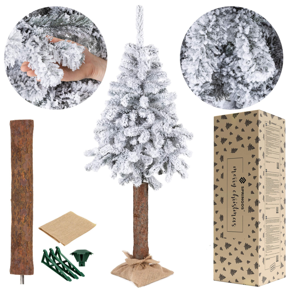 Mākslīgā eglīte ar sniegu Springos CT0202 uz stumbra 180cm