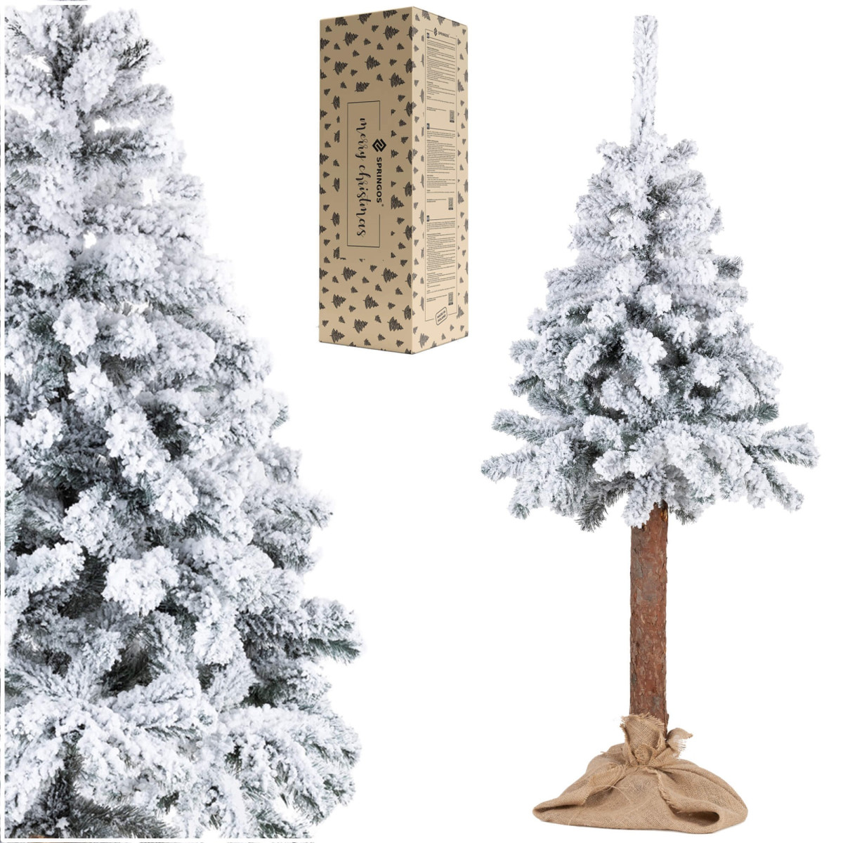 Mākslīgā eglīte ar sniegu Springos CT0201uz stumbra 160cm