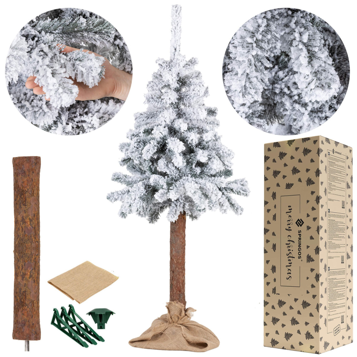 Mākslīgā eglīte ar sniegu Springos CT0201uz stumbra 160cm