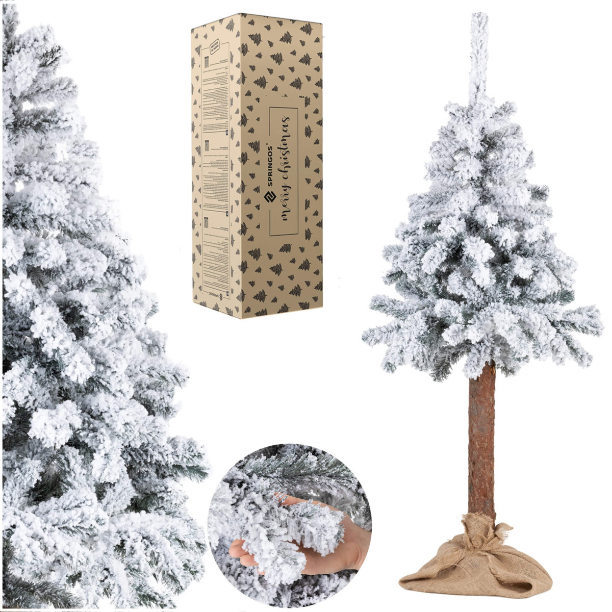 Mākslīgā eglīte ar sniegu Springos CT0201uz stumbra 160cm