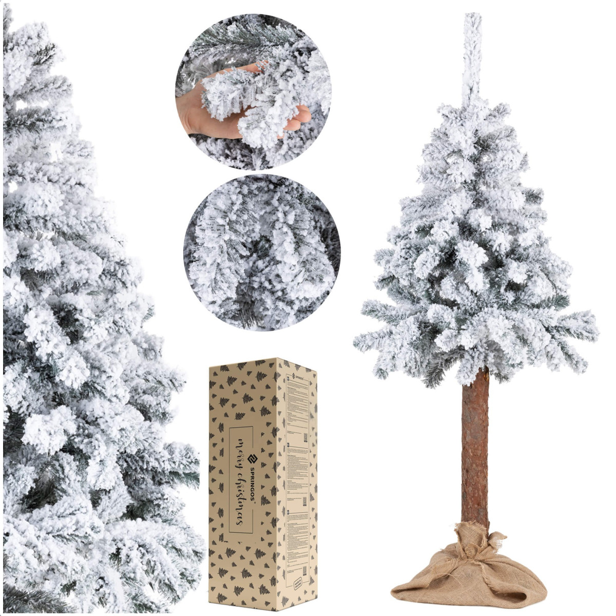 Mākslīgā eglīte ar sniegu Springos CT0201uz stumbra 160cm