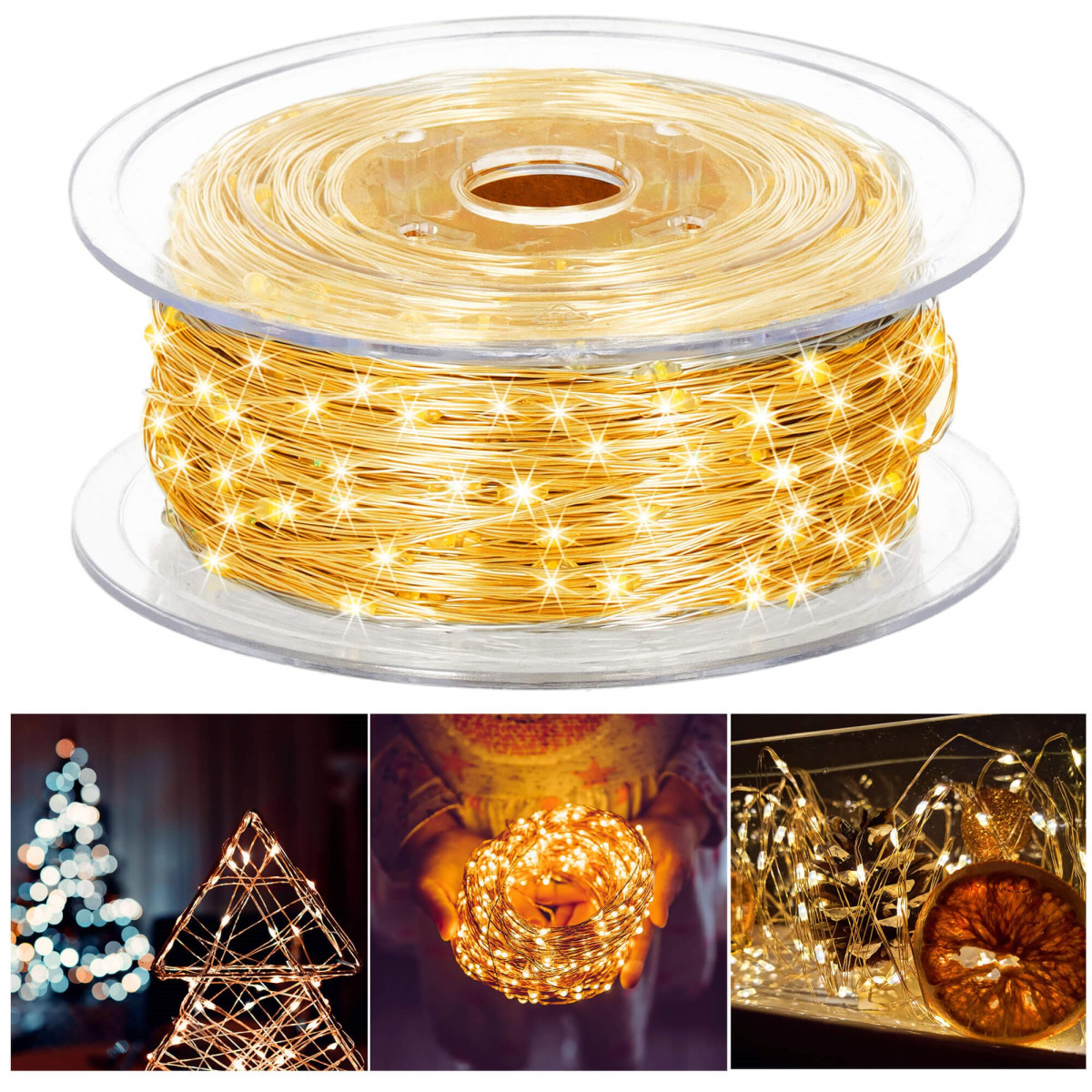 Ziemassvētku LED lampiņas Springos CL4043,  1000 mikro LED, 100 m, silti baltas