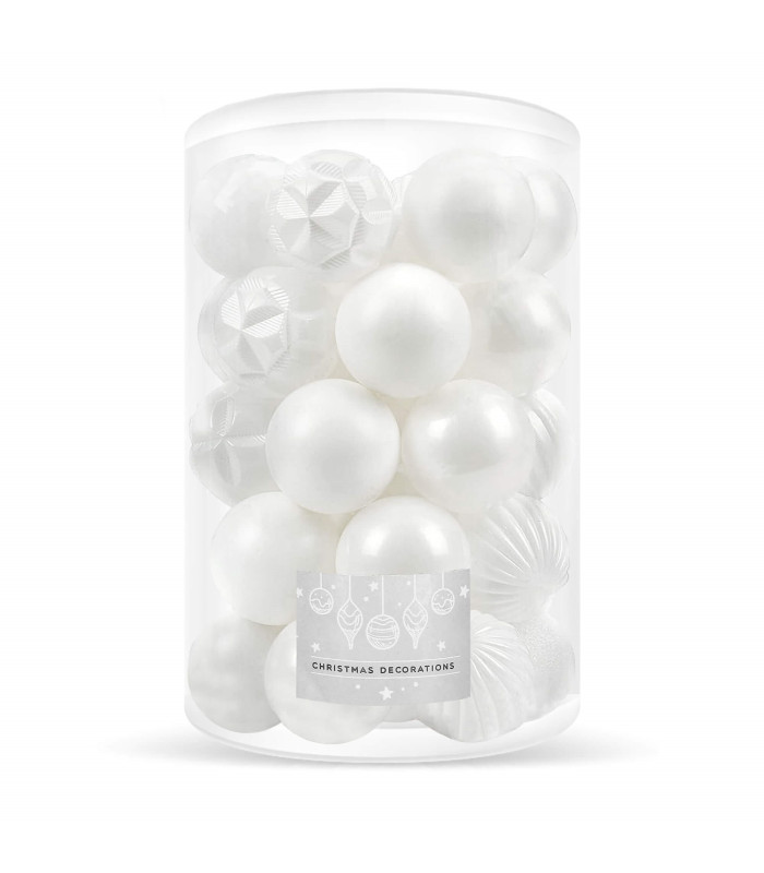 Ziemassvētku eglīšu rotājumu komplekts Springos CA0878, 8 cm, 30 gab.