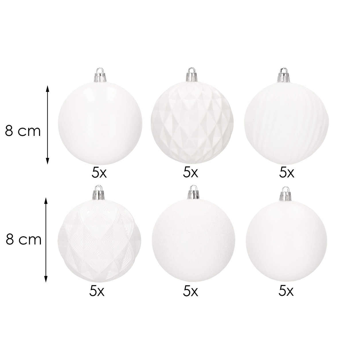 Ziemassvētku eglīšu rotājumu komplekts Springos CA0878, 8 cm, 30 gab.