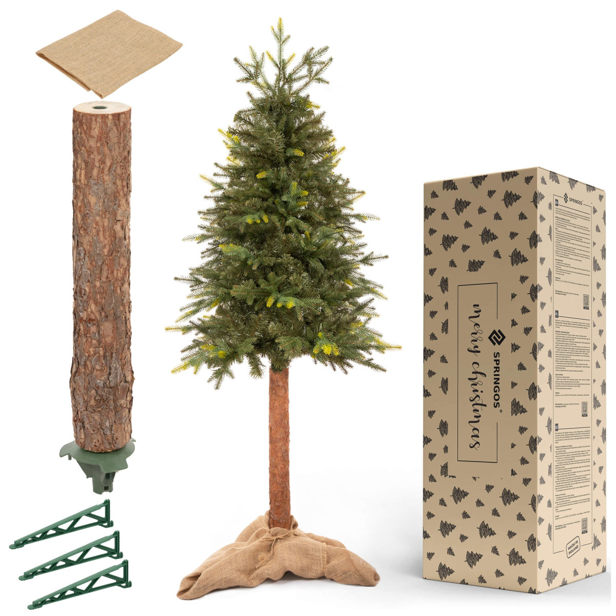 Mākslīgā eglīte Springos CT0199, PRIEDE UZ STUMBRA 180 CM