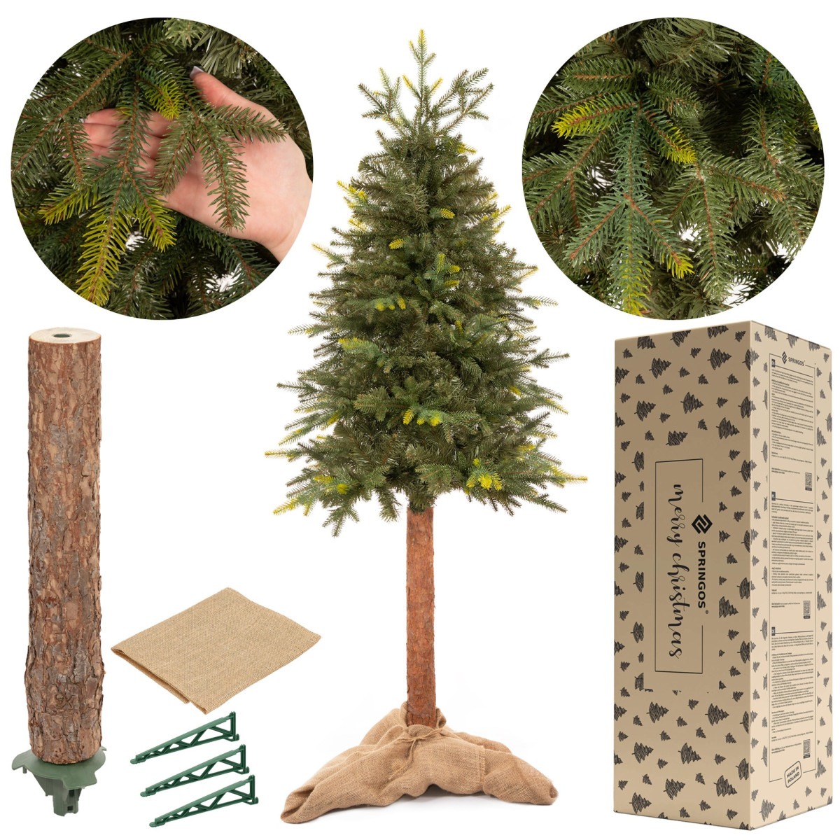 Mākslīgā eglīte Springos CT0199, PRIEDE UZ STUMBRA 180 CM