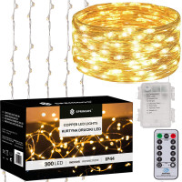 Ziemassvētku LED lampiņu aizkars Springos CL0183, 300 LED, 3x3 m, silti balts