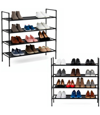 Apavu plaukts, 4 līmeņu apavu plaukts, metāla skapis ar plauktiem, 75x72x28 cm, melns