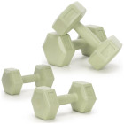 Sešstūra hanteles fitnesa vingrinājumiem, 2 zaļo svaru komplekts