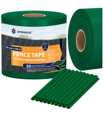 Tumši zaļa žoga lente 19 cm x 50 m, 450 g/m² Springos® FN0011