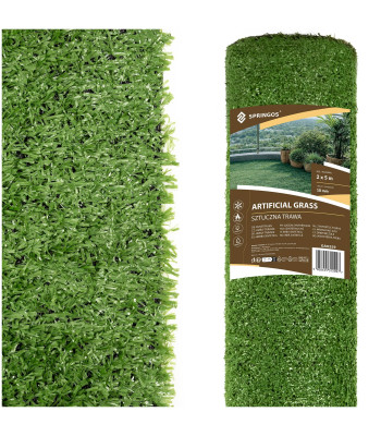 Mākslīgās zāles rullis 2 x 5 m, zaļš paklājs terasei, balkonam un dārzam, 10 mm