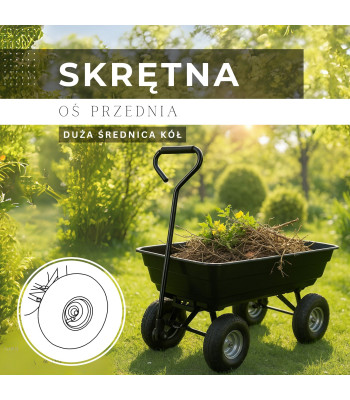 Dārza rati ar izgāšanas funkciju, 250 kg, 75 l, 110 x 51 x 95 cm GA0083