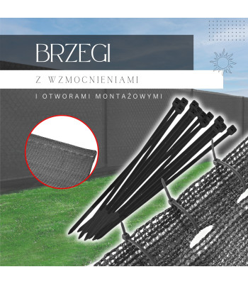 Gaiši antracīta ēnošanas tīkls Springos 185 g/m², 1,5 x 50 m, ar 200 stiprinājumiem