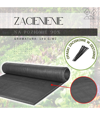 Gaiši antracīta ēnošanas tīkls Springos 140 g/m², 1,5 x 25 m, ar 100 stiprinājumiem sn0065