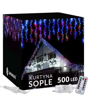 Springos CL0507 daudzkrāsu Ziemassvētku lāsteku virtene, 20 m