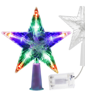 Daudzkrāsaina Ziemassvētku eglītes galotnes zvaigzne Springos CL4129 ar 10 LED