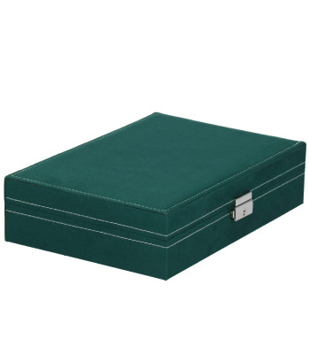 Rotaslietu lādīte Springos HA1043, 28x19,5x7 cm, zaļš samta organizators ar 17 nodalījumiem